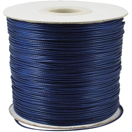 PandaHall Elite About 185 Yards/roll 1mm Waxed Polyester Cord Korean Waxed Cord Thread Beading Thread for Jewellery Bracelets Craft Making (DarkBlue)