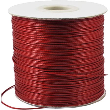 PandaHall Elite About 185 Yards/roll 1mm Waxed Polyester Cord Korean Waxed Cord Thread Beading Thread for Jewellery Bracelets Craft Making (DarkRed)