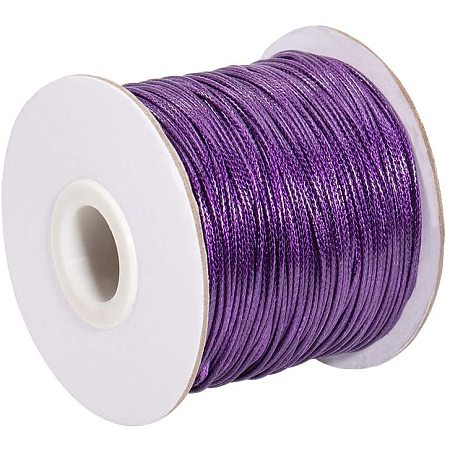 PandaHall Elite 1 Roll 88 Yards 1mm Waxed Polyester Cord Thread Korean Waxed Cord Beading Thread Craft Cord for Jewelry Bracelets Craft Making Macrame Supplies (Purple)