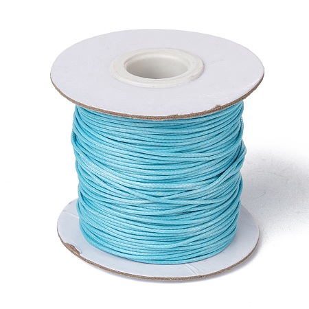 Honeyhandy Korean Waxed Polyester Cord, Light Sky Blue, 1mm, about 85yards/roll