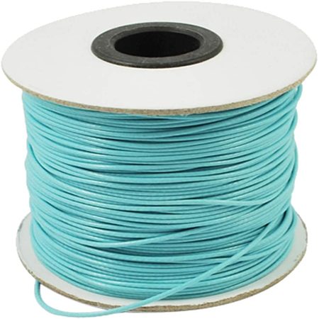 PandaHall Elite About 85 Yards/roll 1mm Waxed Polyester Cord Korean Waxed Cord Thread Beading Thread Bead Cord for Jewellery Bracelets Craft Making (LightCyan)