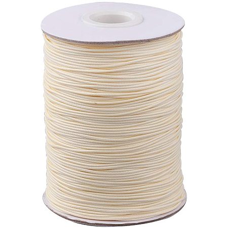 PandaHall Elite About 85 Yards 1mm Korean Waxed Polyester Cord Waxed Cord Thread Beading Thread for Jewellery Bracelets Craft Making (LemonChiffon)