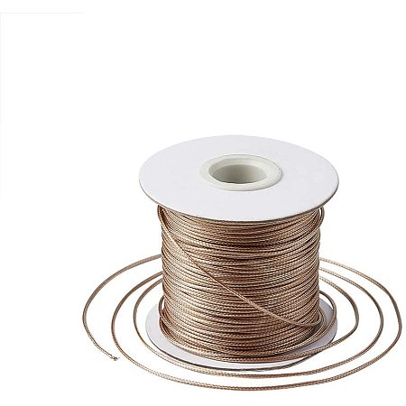 PandaHall Elite About 85 Yards/roll 1mm Korean Waxed Polyester Cord Waxed Cord Thread Beading Thread for Jewellery Bracelets Craft Making (Camel)