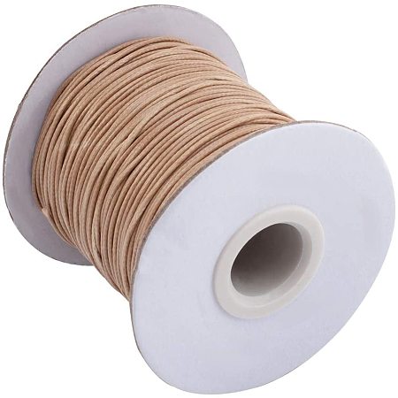 PandaHall Elite About 85 Yards/roll 1mm Korean Waxed Polyester Cord Waxed Cord Thread Beading Thread for Jewellery Bracelets Craft Making (Burlywood)