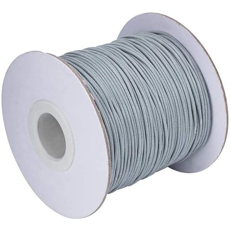 PandaHall Elite About 85 Yards/roll 1mm Korean Waxed Polyester Cord Waxed Cord Thread Beading Thread for Jewellery Bracelets Craft Making (LightGrey)