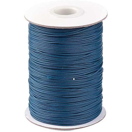 PandaHall Elite About 85yards/roll 1mm Waxed Polyester Cord Korean Waxed Cord Prussian Blue Thread Thread Cord for Jewellery Bracelets Craft Making