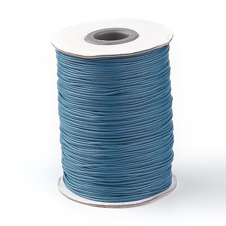 Honeyhandy Korean Waxed Polyester Cord, Steel Blue, 1mm, about 85yards/roll