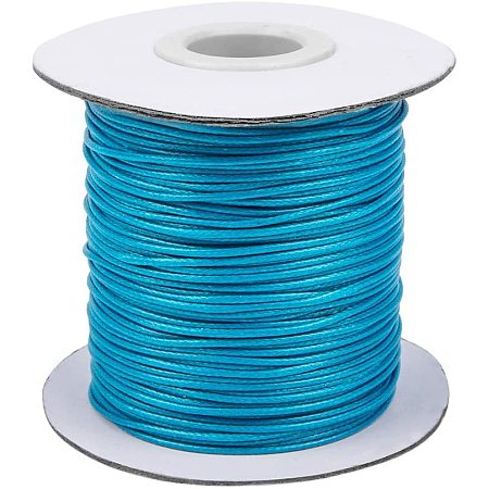 PandaHall Elite About 85yards/roll 1mm Waxed Polyester Cord Korean Waxed Cord Dark Turquoise Thread Thread Bead Cord for Jewellery Bracelets Craft Making