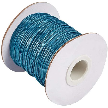 PandaHall Elite About 88yards/roll 1mm Waxed Polyester Cord Korean Waxed Cord Teal Thread Thread Bead Cord for Jewelry Bracelets Craft Making