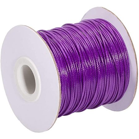 PandaHall Elite About 85yards/roll 1mm Waxed Polyester Cord Korean Waxed Cord Dark Violet Thread Thread Bead Cord for Jewelry Bracelets Craft Making
