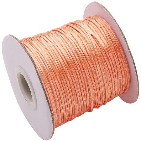 PandaHall Elite About 85 Yards 1mm Coral Waxed Polyester Cord Korean Waxed Cord Thread Beading Thread Bead Cord for Jewellery Bracelets Craft Making