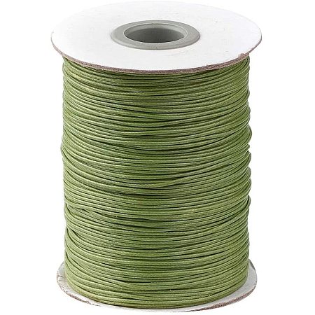 PandaHall Elite About 85yards/roll 1mm Waxed Polyester Cord Korean Waxed Cord Olive Drab Thread Thread Bead Cord for Jewellery Bracelets Craft Making