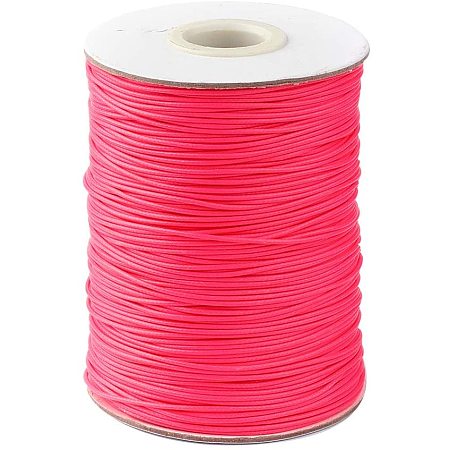PandaHall Elite About 85 Yards/roll 1mm Korean Waxed Polyester Cord Waxed Cord Thread Beading Thread for Jewellery Bracelets Craft Making (Fuchsia)