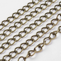 Honeyhandy Iron Chains, Unwelded, Twisted Chains, Unwelded, Oval, with Spool, Lead Free & Nickel Free, Antique Bronze, 8x6x1mm