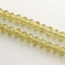 Honeyhandy Handmade Glass Beads, Faceted Rondelle, Gold, 6x4mm, Hole: 1mm, about 87~90pcs/strand