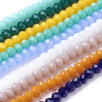 Arricraft Imitation Jade Glass Beads Strands, Faceted, Rondelle, Mixed Color, 3.5~4x2.5~3mm, Hole: 0.5mm, about148~150pcs/strand, 15.5 inches