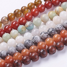 Honeyhandy Natural Mixed Gemstone Beads Strands, Round, 10mm, Hole: 1mm, about 39pcs/strand, 15.5 inch