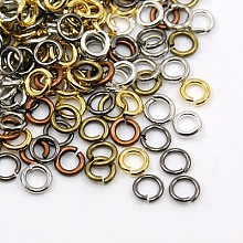 Honeyhandy Open Jump Rings Iron Jump Rings, Mixed Color, 10x0.7mm, 21 Gauge, Inner Diameter: 8.6mm, about 3300pcs/500g