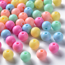 Honeyhandy Opaque Acrylic Beads, Round, Mixed Color, 10x9mm, Hole: 2mm, about 940pcs/500g