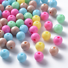 Honeyhandy Opaque Acrylic Beads, Round, Mixed Color, 8x7mm, Hole: 2mm, about 1745pcs/500g