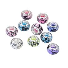 NBEADS 100PCS 14MM Pandora Style Large Hole Acrylic Charms Beads Spacers with Flower Pattern Fit European Charm Bracelet