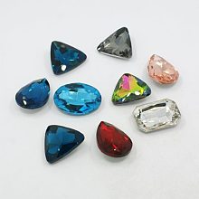 Honeyhandy Glass Pointed Back Rhinestone, Back Plated, Pointed Back & Faceted, Mixed Style, Mixed Color, 23~29x18~24x7.5~8mm