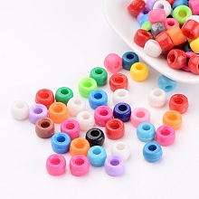 Honeyhandy Acrylic European Beads, Rondelle, Large Hole Beads, Mixed Color, 9x6mm, Hole: 4mm