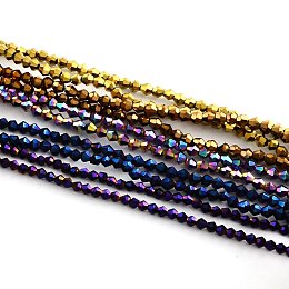 NBEADS 10 Strands Rainbow Plated Faceted Bicone Mixed Color Electroplate Glass Bead Strands With 4x4.5mm,Hole: 1mm,About 120pcs/strand