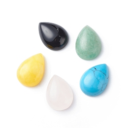 Honeyhandy Gemstone Cabochons, Mixed Stone, teardrop, Mixed Color, 18x13x5mm