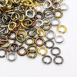 Honeyhandy Open Jump Rings Iron Jump Rings, Mixed Color, 10x0.7mm, 21 Gauge, Inner Diameter: 8.6mm, about 3300pcs/500g