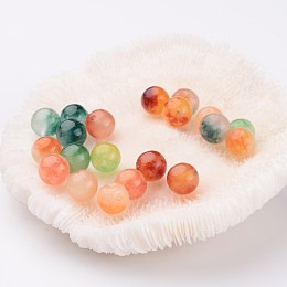 Honeyhandy Two Tone Natural Jade Beads, Dyed, Round, Mixed Color, 8mm, Hole: 1mm