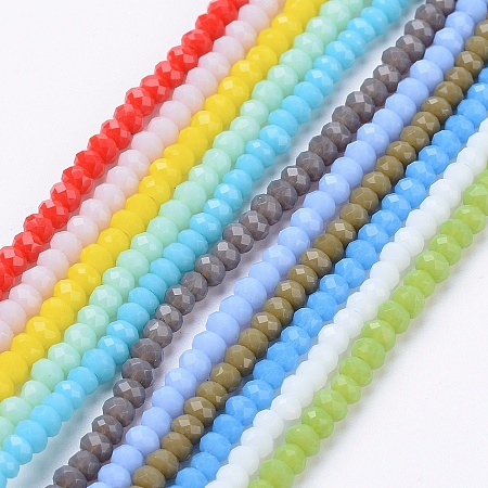 Arricraft Imitation Jade Glass Beads Strands, Faceted, Rondelle, Mixed Color, 3x2mm, Hole: 0.5mm, about 193~195pcs/strand, 16.7 inches