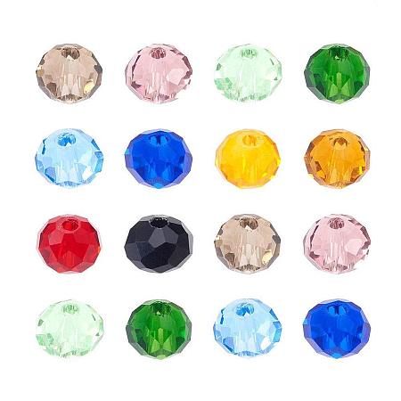 ARRICRAFT 200pcs Faceted Abacus Transparent Glass Beads, Mixed Color, 6x4mm, Hole: 1mm