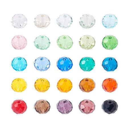 ARRICRAFT 200pcs Faceted Abacus Transparent Glass Beads, Mixed Color, 8x6mm, Hole: 1mm