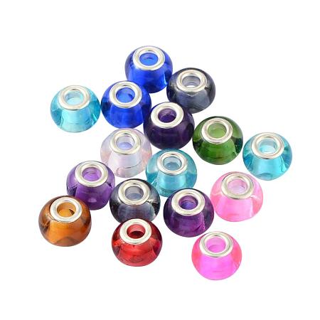 NBEADS 100PCS Colorful Glass Beads, Large Hole Beads, Rondell Spacer Beads 15mm for Jewelry Making