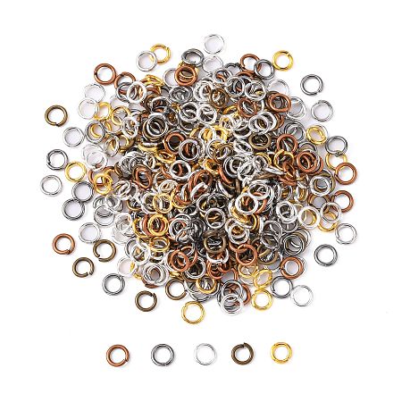 Honeyhandy Open Jump Rings Iron Jump Rings, Mixed Color, 4x0.7mm, 21 Gauge, Inner Diameter: 2.6mm, about 12000pcs/500g