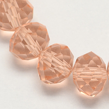 Honeyhandy Handmade Glass Beads, Faceted Rondelle, Dark Salmon, 6x4mm, Hole: 1mm, about 87~90pcs/strand