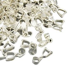 ARRICRAFT 20pcs Silver Tone Brass Ice Pick & Pinch Bails, 15x5mmm, Hole: 3mm; Pin: 0.8mm