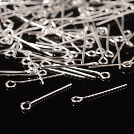 NBEADS 1000g Silver-color Iron Eyepins, Size: about 1.8cm long, 0.7mm thick, hole: about 2mm, about 16000pcs/1000g