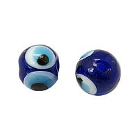 NBEADS 20 Pcs 10mm Dodger Blue Round Handmade Evil Eye Lampwork Beads Charms Loose Beads fit Bracelets Necklace Jewelry Making