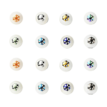 Arricraft 80Pcs 8 Colors Christmas Opaque Glass Beads, Round with Electroplate Snowflake Pattern, Mixed Color, 10mm, Hole: 1.2mm