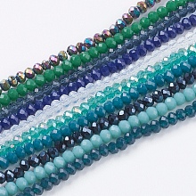 Glass Beads Strands, Faceted, Rondelle, Mixed Style, Mixed Color, 3x2mm, Hole: 0.8mm; about 190~200pcs/strand, 14.9~17.3 inches(38~44cm)