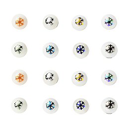 Arricraft 80Pcs 8 Colors Christmas Opaque Glass Beads, Round with Electroplate Snowflake Pattern, Mixed Color, 10mm, Hole: 1.2mm