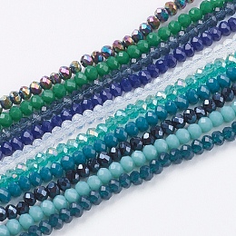 Glass Beads Strands, Faceted, Rondelle, Mixed Style, Mixed Color, 3x2mm, Hole: 0.8mm; about 190~200pcs/strand, 14.9~17.3 inches(38~44cm)