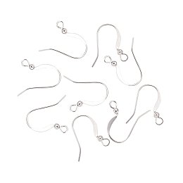 NBEADS 1000 Pcs Brass Earring Hooks, Nickel Free, with Beads, Silver, 15mm, Hole: 2mm; Pin: 0.7mm