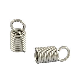 NBEADS 500pcs 304 Stainless Steel Cord Ends Leather End Caps Cord Coil Terminators Cord Ends(8x3mm, hole: 2mm)