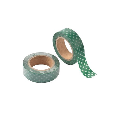 Nbeads 10m/roll Decorative DIY Tape Polka Dot Pattern Color Sticky Paper Masking Adhesive Tape Scrapbooking and Phone DIY Decoration Green