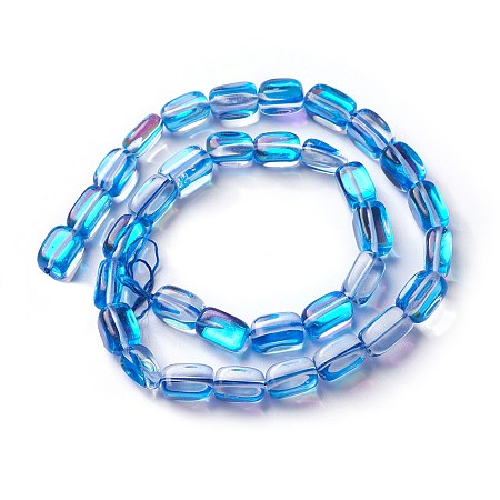 Synthetic Moonstone Beads Strands, Dyed, Holographic Beads, Nuggets, Dodger Blue, 8~11x6~7mm, Hole: 1mm; about 14.9 inches(38cm)