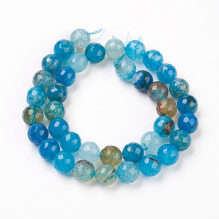 Natural Agate Beads Strands, Round, 10mm, Hole: 1mm; about 37~39pcs/strand, 14.5~15.5 inches
