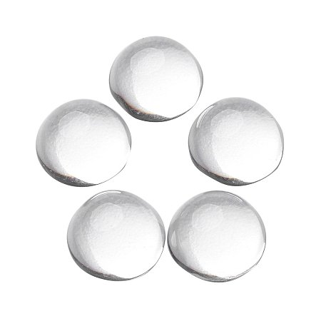 NBEADS 200 Pcs Clear Glass Cabochons, Transparent, Half Round Circle Flat Back for Jewelry and Cabochon Settings, Clear, 9.5~10mm; 5.5mm(Range: 5~6mm) Thick